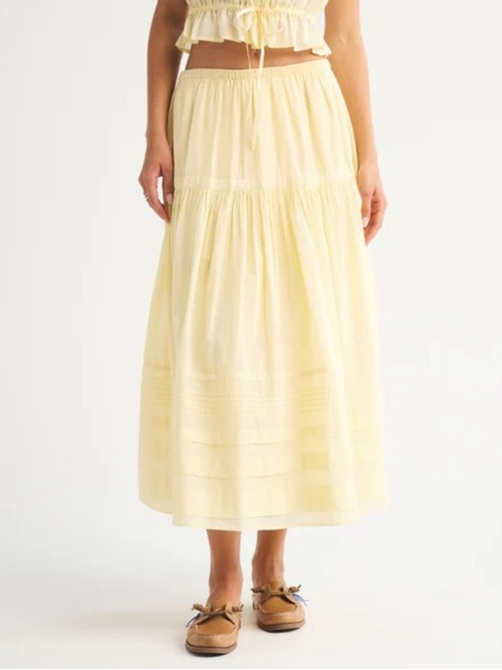NWT Abercrombie and Fitch Pastel Yellow Boho Maxi Skirt